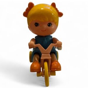 Vintage 1979 Tomy Girl On Tricycle Wind Up Toy Kid Made In Tawing Not Working